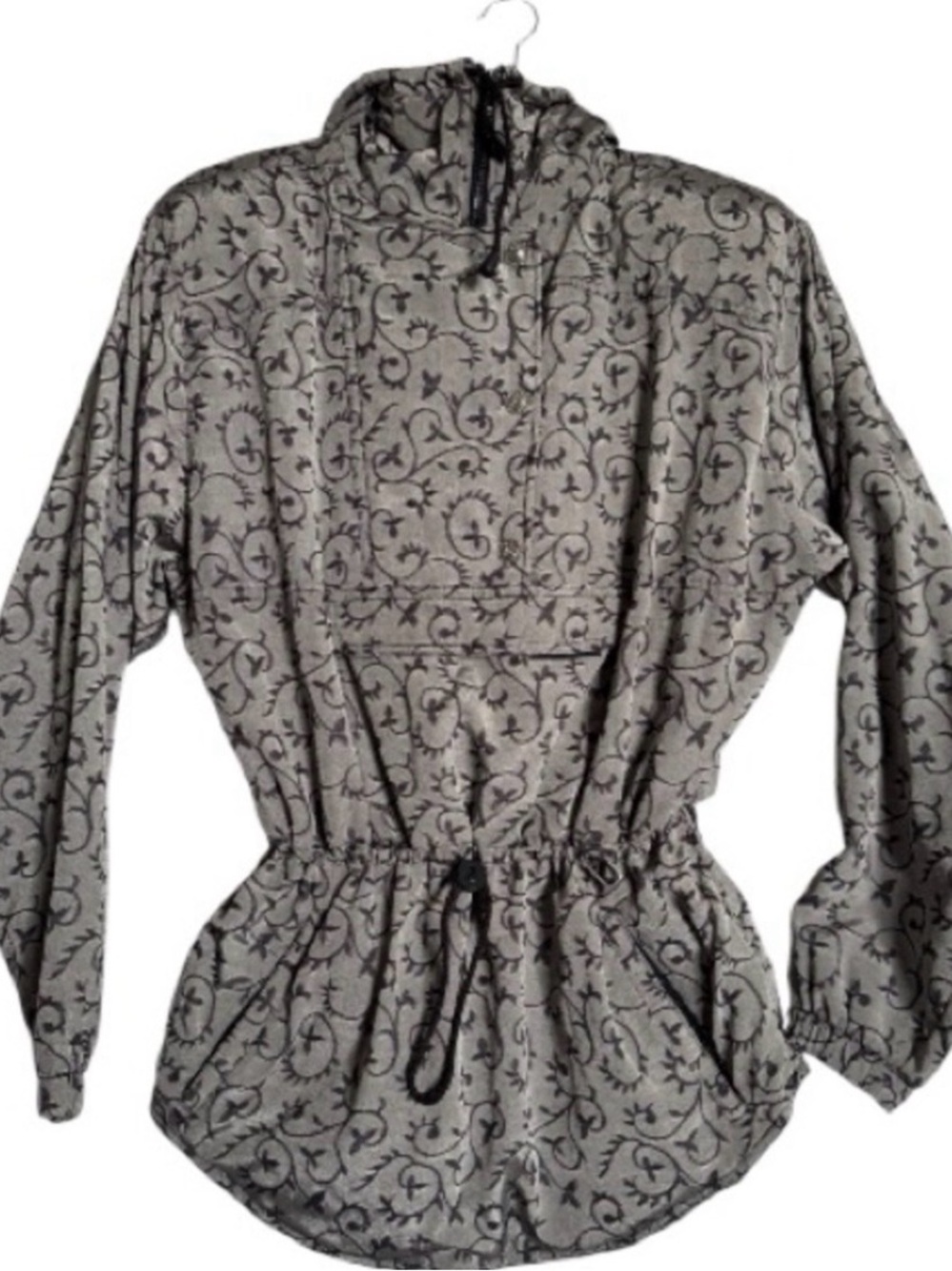 NILS Vintage 80s Metallic Jacquard Lightweight Skiwear Jacket 1/4 Zip Size 8